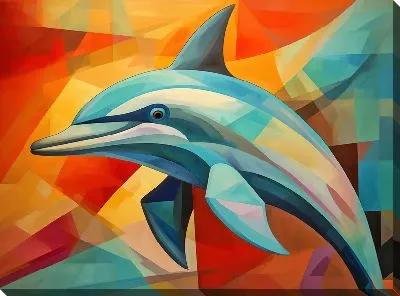 Картина маслом Дельфин в стиле арт №32