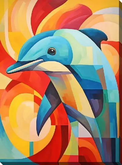 Картина маслом Дельфин в стиле арт №33