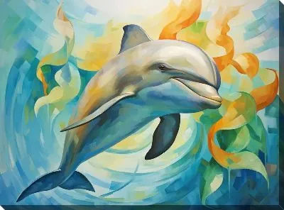 Картина маслом Дельфин в стиле арт №36