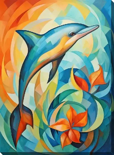 Картина маслом Дельфин в стиле арт №37