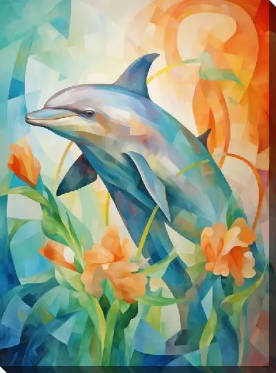 Картина маслом Дельфин в стиле арт №38