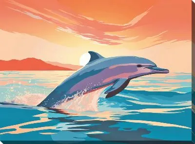 Картина маслом Дельфин в стиле арт №39