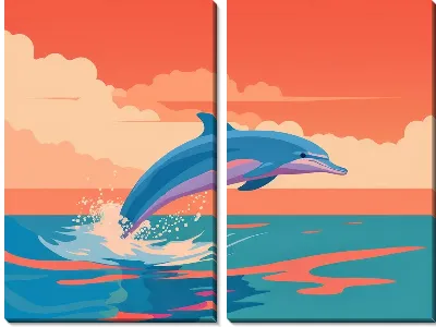 Модульная картина Дельфин в стиле арт №40