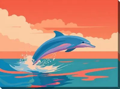 Картина маслом Дельфин в стиле арт №40