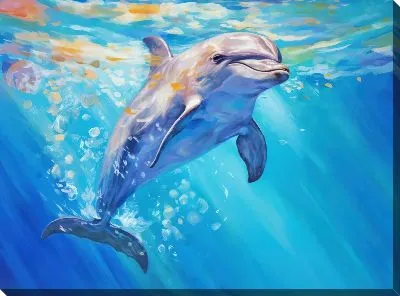 Картина маслом Дельфин в стиле арт №42