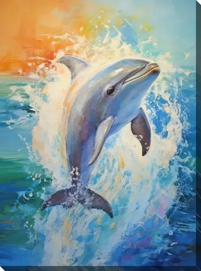 Картина маслом Дельфин в стиле арт №43