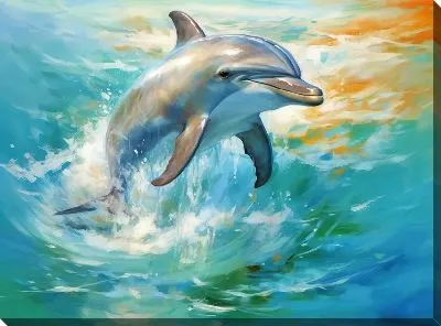 Картина маслом Дельфин в стиле арт №45