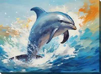Картина маслом Дельфин в стиле арт №47