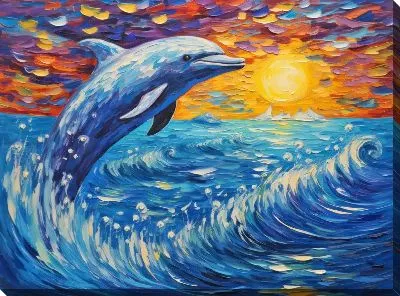 Картина маслом Дельфин в стиле арт №50