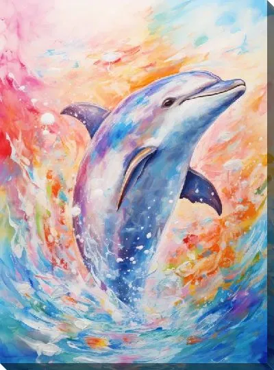 Картина маслом Дельфин в стиле арт №51