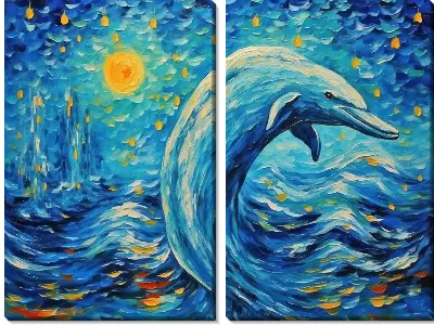 Модульная картина Дельфин в стиле арт №52