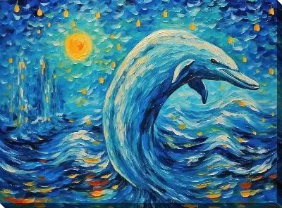 Картина маслом Дельфин в стиле арт №52