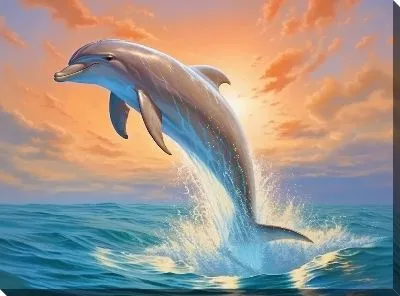 Картина маслом Дельфин в стиле арт №53