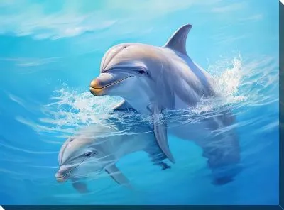Картина маслом Дельфин в стиле арт №54