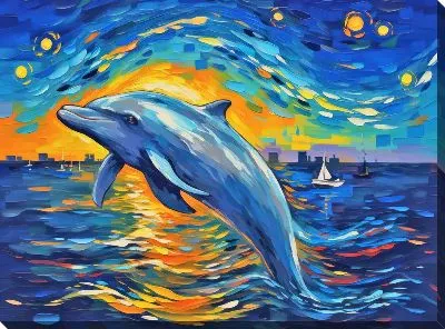 Картина маслом Дельфин в стиле арт №55