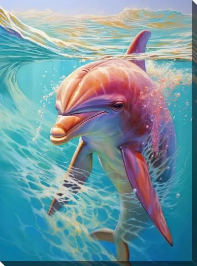 Картина маслом Дельфин в стиле арт №56