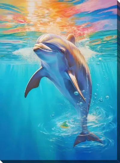 Картина маслом Дельфин в стиле арт №57