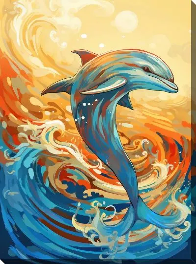 Картина маслом Дельфин в стиле арт №58