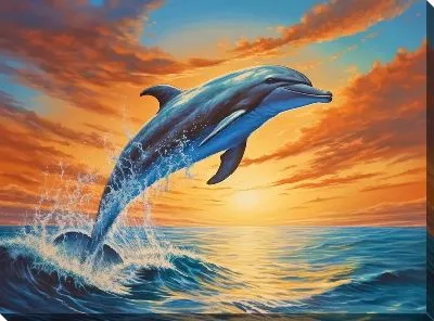 Картина маслом Дельфин в стиле арт №60