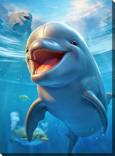 Картина маслом Дельфин в стиле арт №63