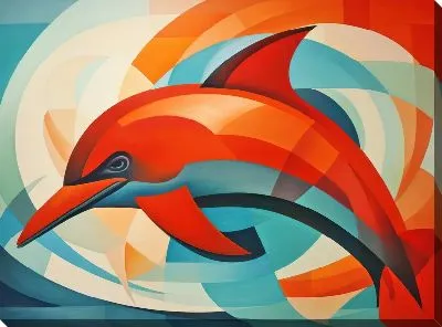 Картина маслом Дельфин в стиле арт №64