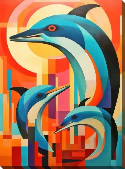 Картина маслом Дельфин в стиле арт №65