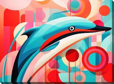 Картина маслом Дельфин в стиле арт №66