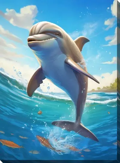 Картина маслом Дельфин в стиле арт №67