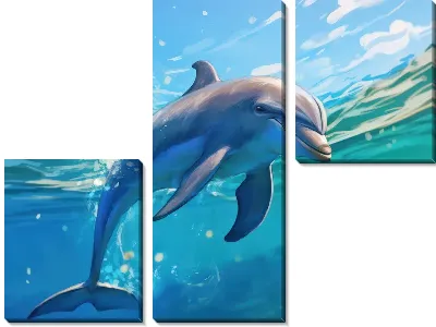 Модульная картина Дельфин в стиле арт №68