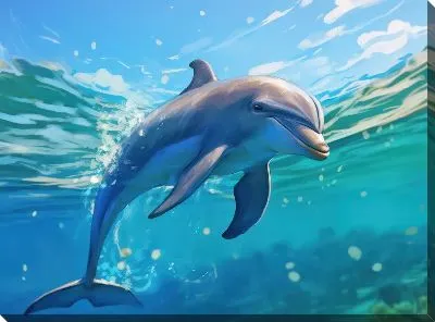 Картина маслом Дельфин в стиле арт №68