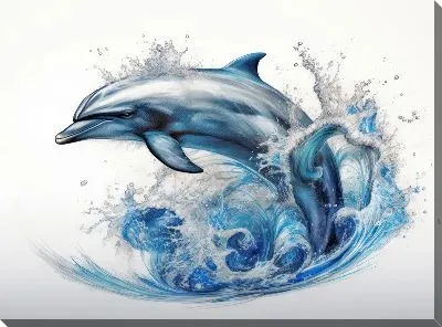 Картина маслом Дельфин в стиле арт №69