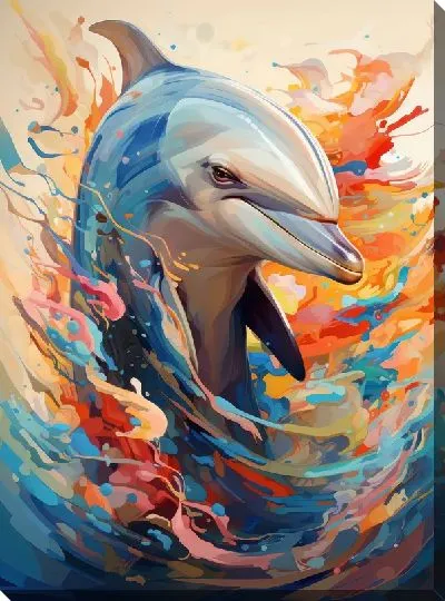 Картина маслом Дельфин в стиле арт №70