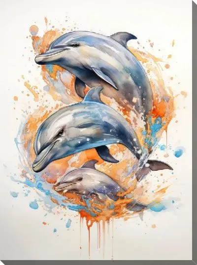 Картина маслом Дельфин в стиле арт №71