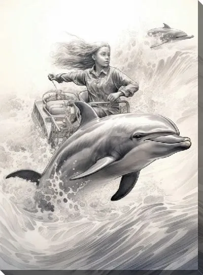 Картина маслом Дельфин в стиле арт №72