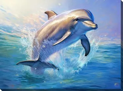 Картина маслом Дельфин в стиле арт №74