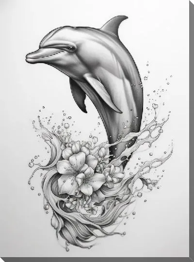 Картина маслом Дельфин в стиле арт №75