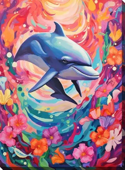 Картина маслом Дельфин в стиле арт №78