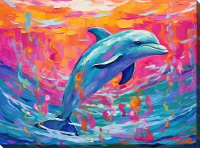 Картина маслом Дельфин в стиле арт №79