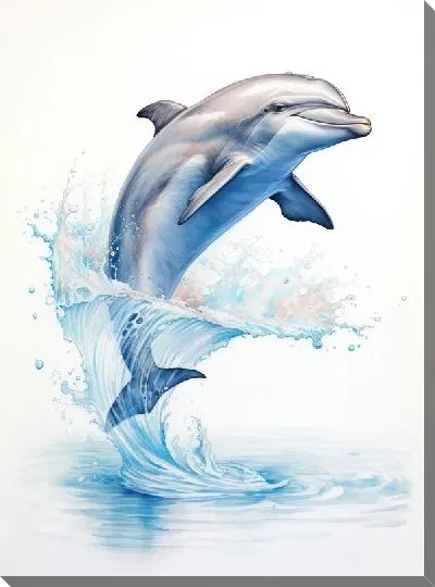 Картина маслом Дельфин в стиле арт №80