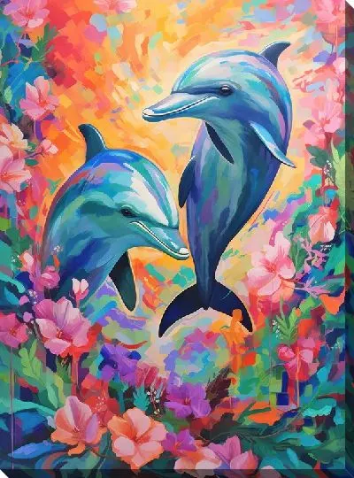 Картина маслом Дельфин в стиле арт №81