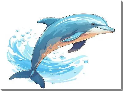 Картина маслом Дельфин в стиле арт №82