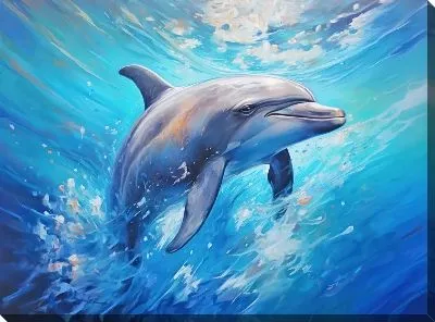 Картина маслом Дельфин в стиле арт №87