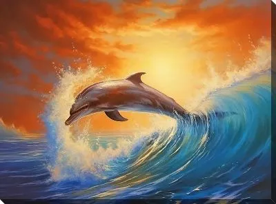 Картина маслом Дельфин в стиле арт №88