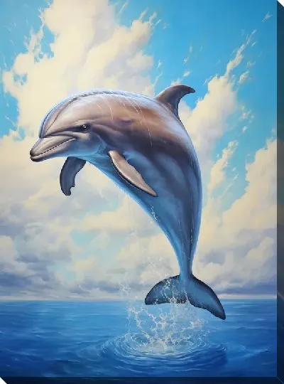 Картина маслом Дельфин в стиле арт №89