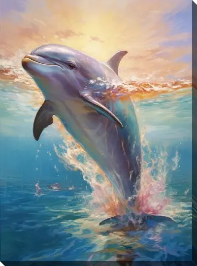 Картина маслом Дельфин в стиле арт №90