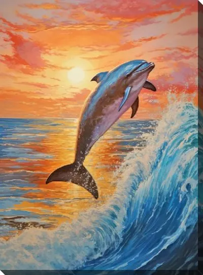Картина маслом Дельфин в стиле арт №91
