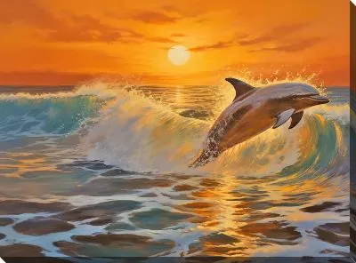 Картина маслом Дельфин в стиле арт №92