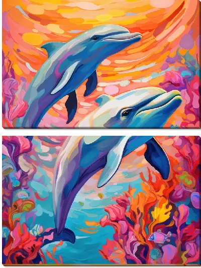 Модульная картина Дельфин в стиле арт №95