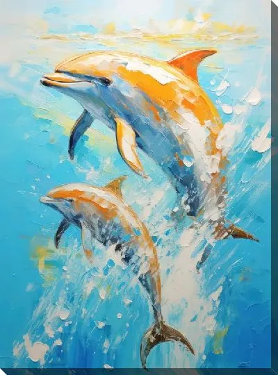 Картина маслом Дельфин в стиле арт №96