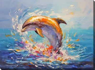 Картина маслом Дельфин в стиле арт №97